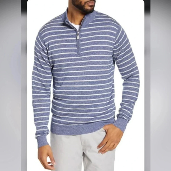 Peter Millar Long Bay Quarter-Zip wool blend work wear Coastal cool golf - Picture 1 of 11